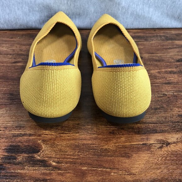 Rothys The Point Flats Fabric Womens Size 9 Yellow Knit Slip On Ballet Shoes - Picture 3 of 10